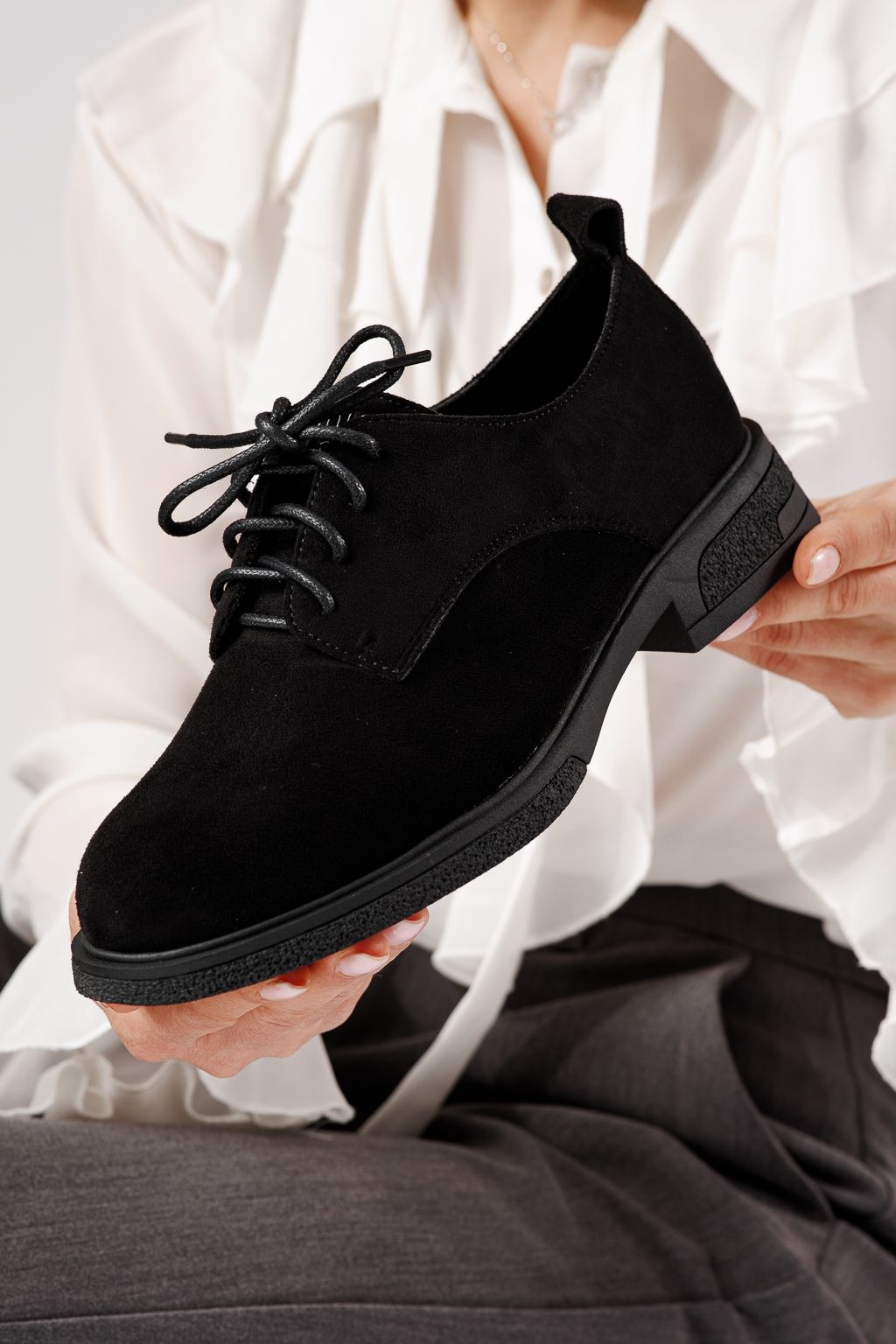 Női alkalmi cipők fekete öko velúrból készült Bellamy #24894