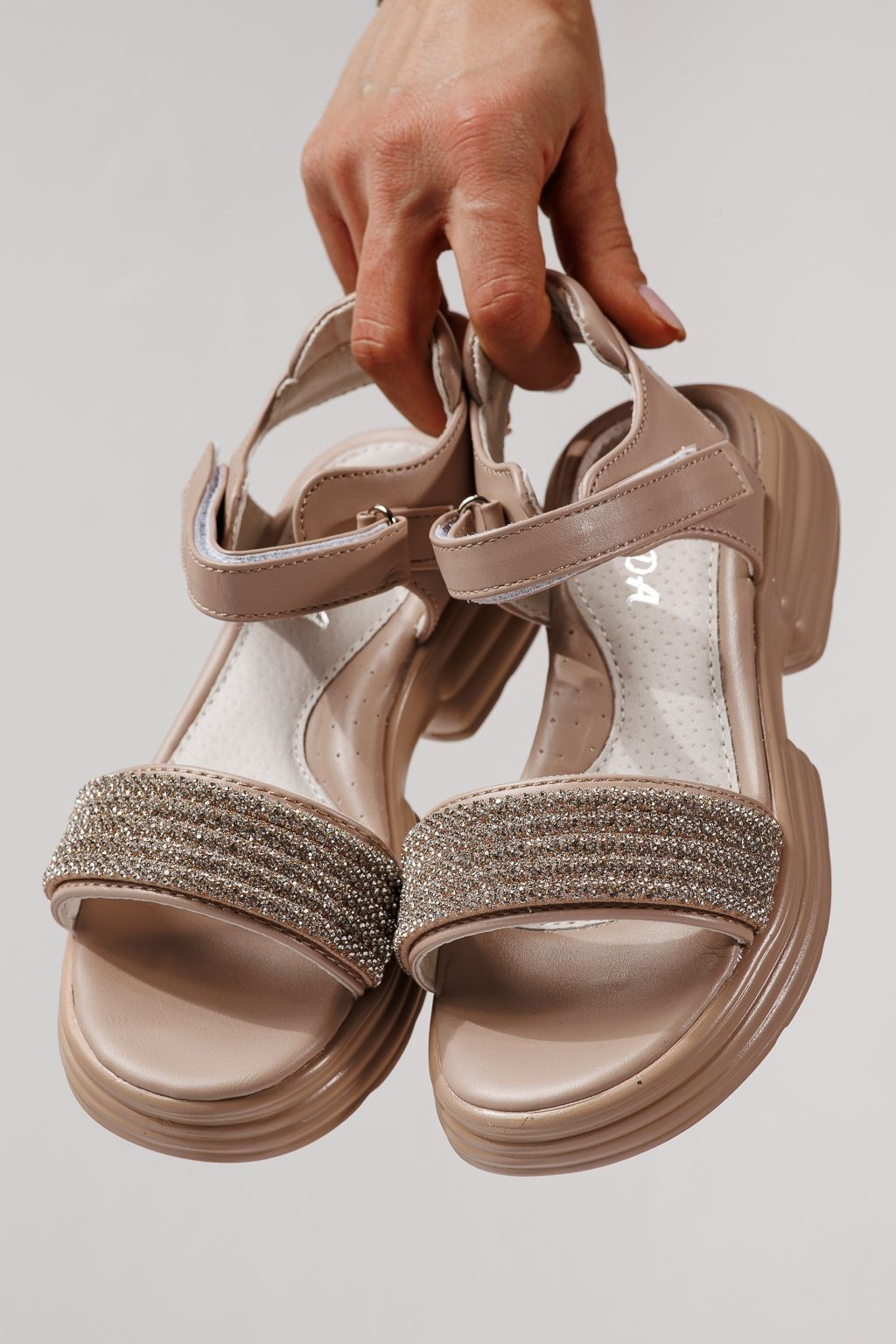 Gyerek szandálok rózsaszín öko bőrből készült Enara #24918