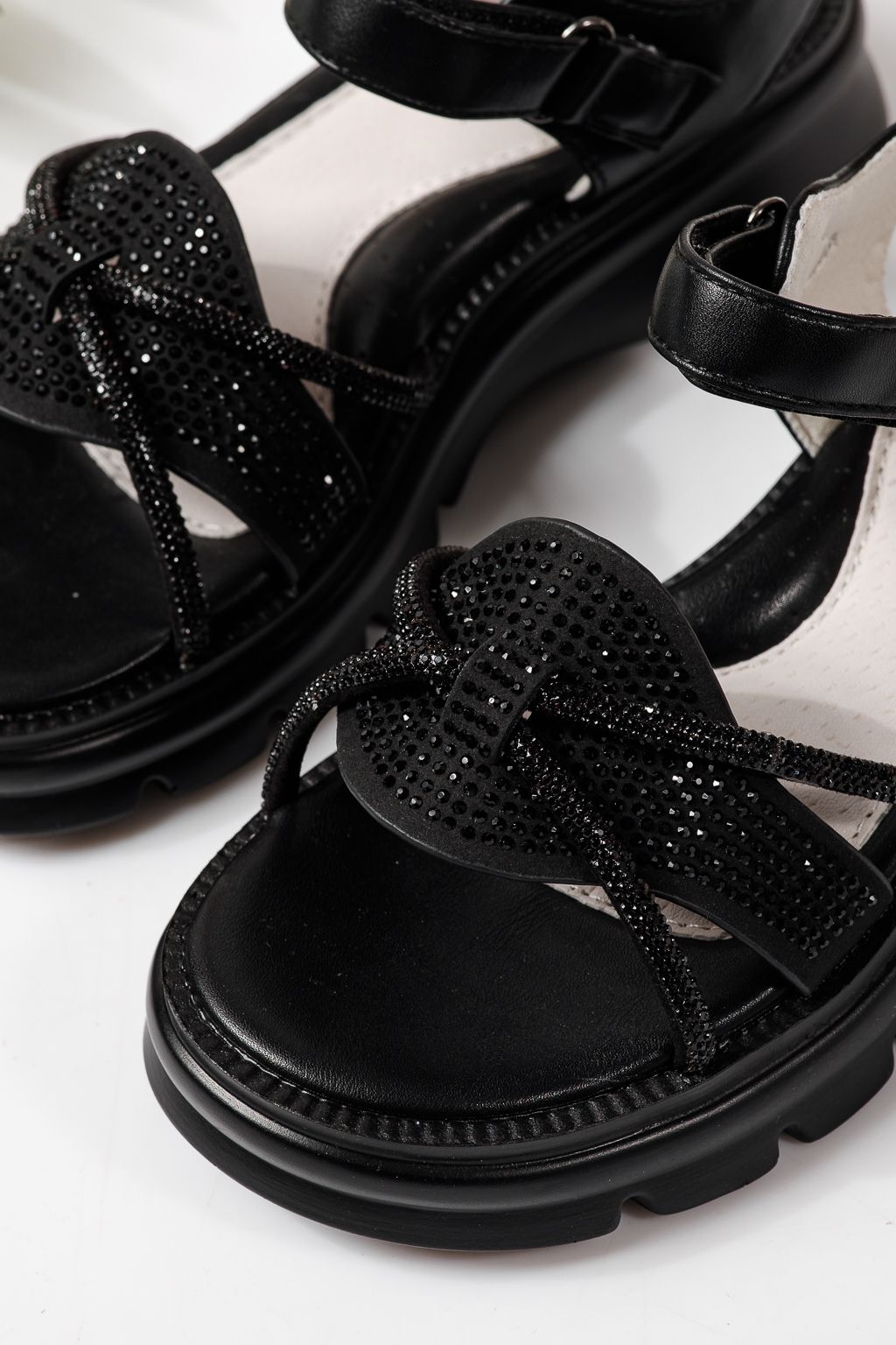 Gyerek szandálok fekete öko bőrből készült Althea  #24951