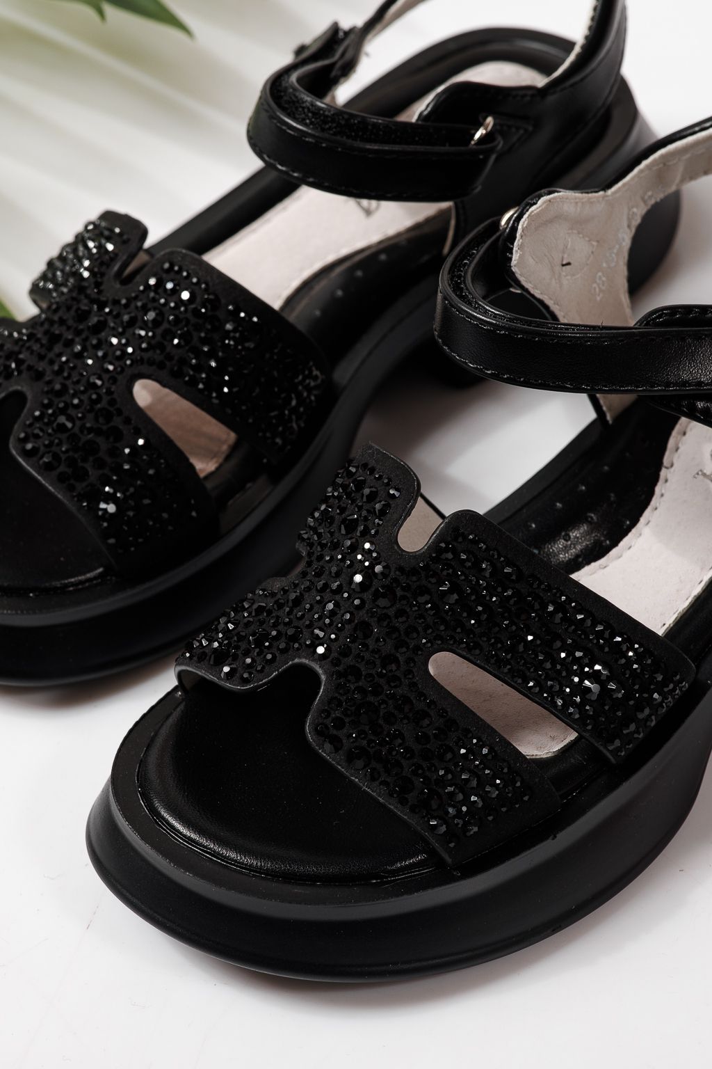 Gyerek szandálok fekete öko bőrből készült Lovia #24955