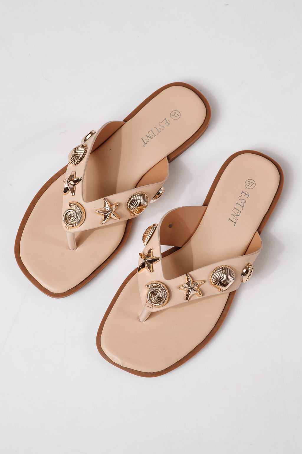 Női papucsok bézs öko bőrből készült Zelia #24801