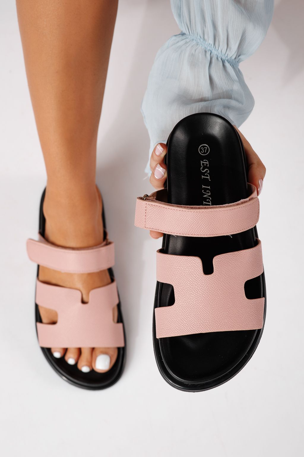 Női papucsok rózsaszín öko bőrből készült Yarina #24798