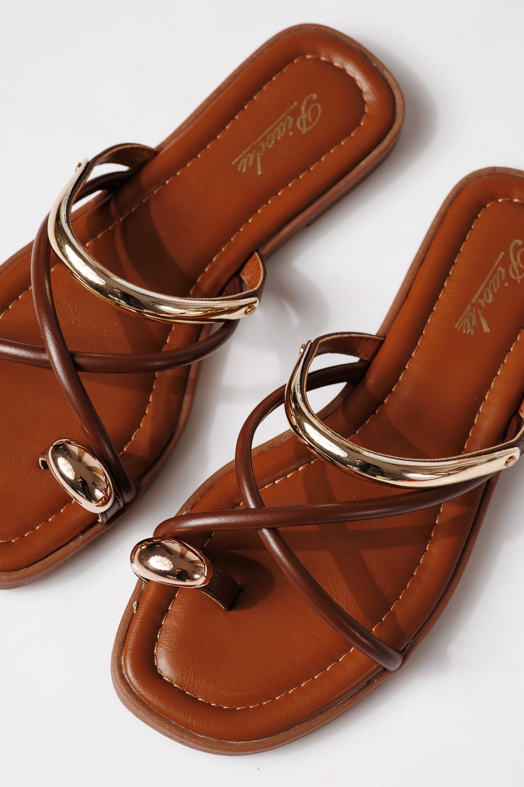 Női papucsok barna öko bőrből készült Lea #24964