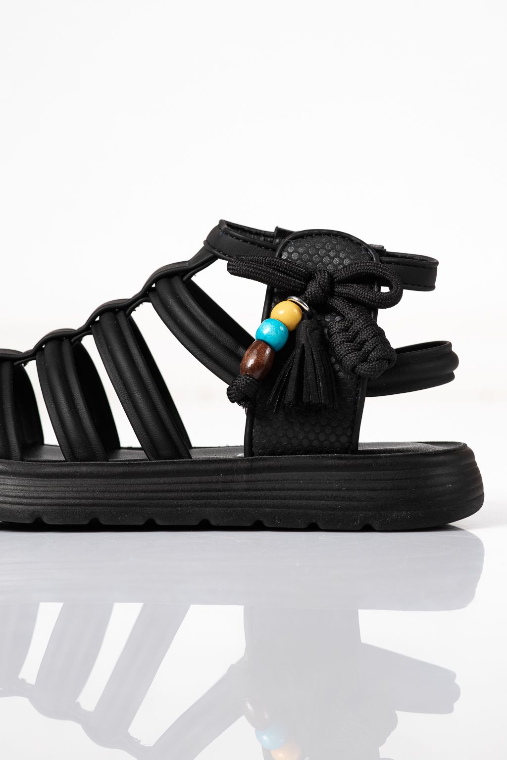 Gyerek szandálok fekete öko bőrből készült Madison #24923