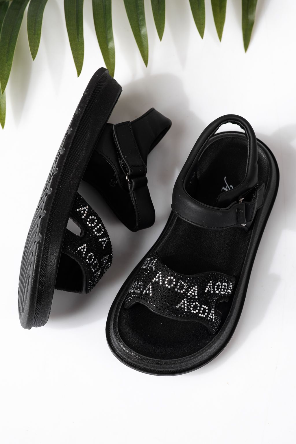 Gyerek szandálok fekete öko bőrből készült Ivara #24926