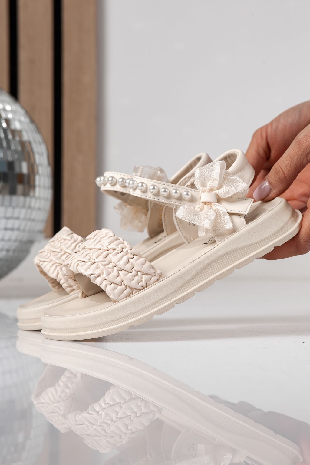 Gyerek szandálok bézs öko bőrből készült Harper #24960