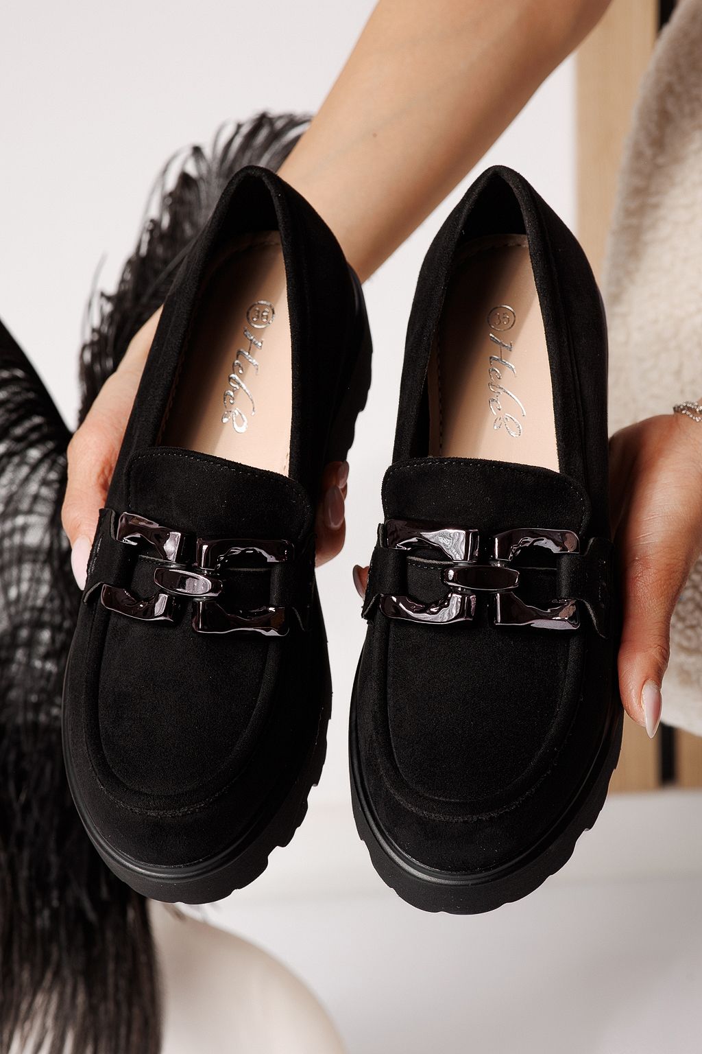 Thalia Női Alkalmi Cipő Fekete Velúr Ökológiai Bőrből #25131