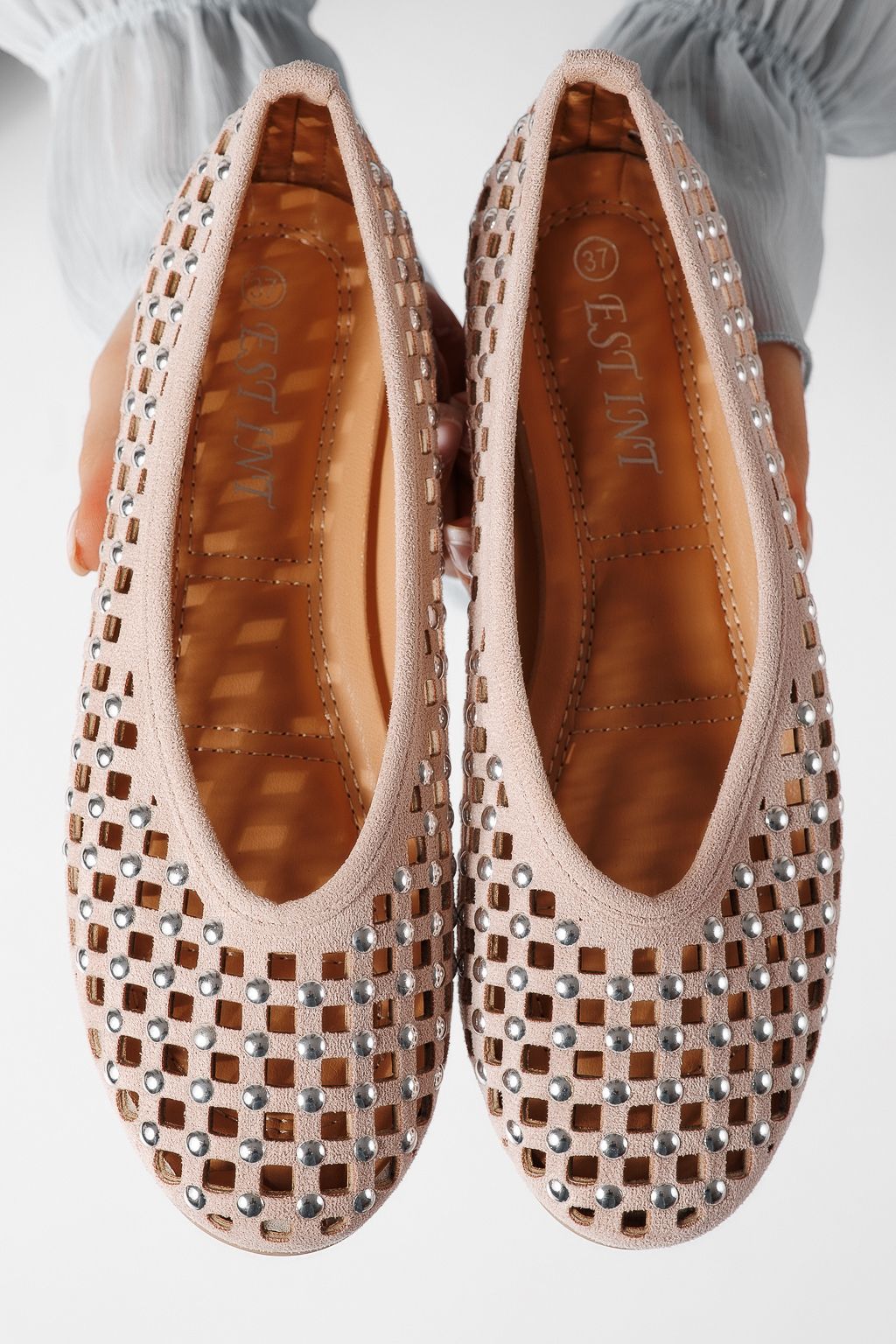 Női balettcipők rózsaszín öko bőrből készült Diamond #25118