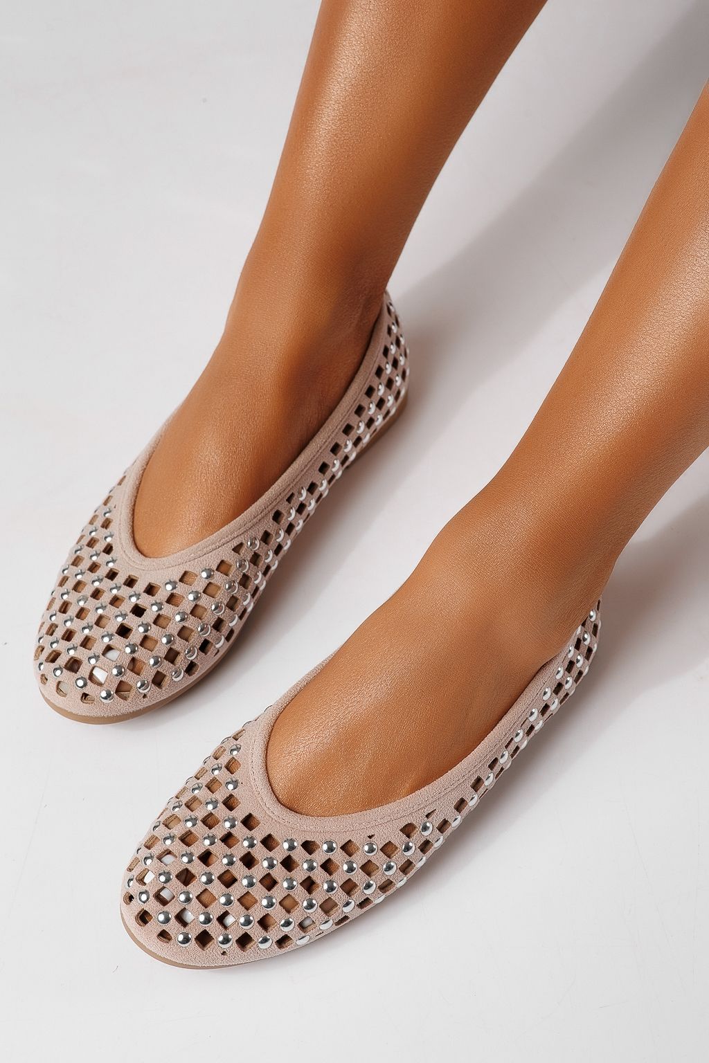 Női balettcipők rózsaszín öko bőrből készült Diamond #25118