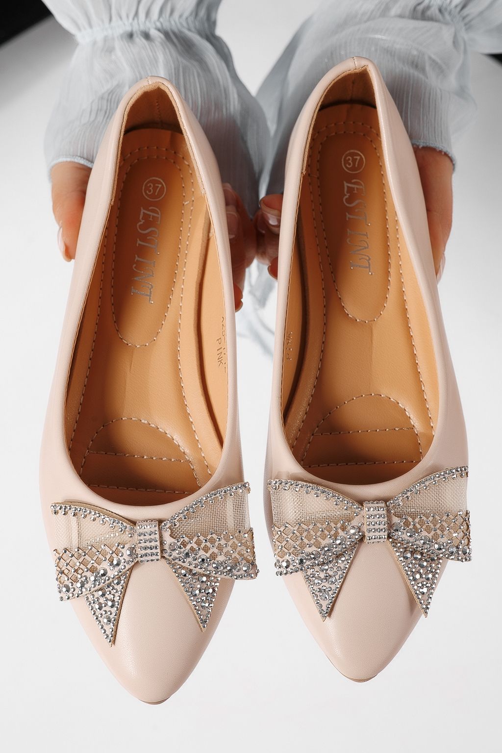 Női balettcipők rózsaszín öko bőrből készült Linnea #25114