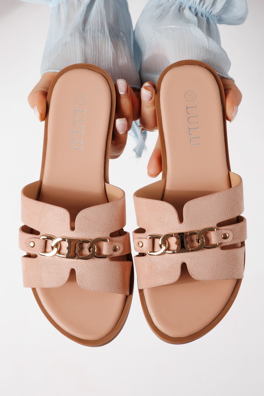 Női papucsok rózsaszín öko velúrból készült Pilar #25052