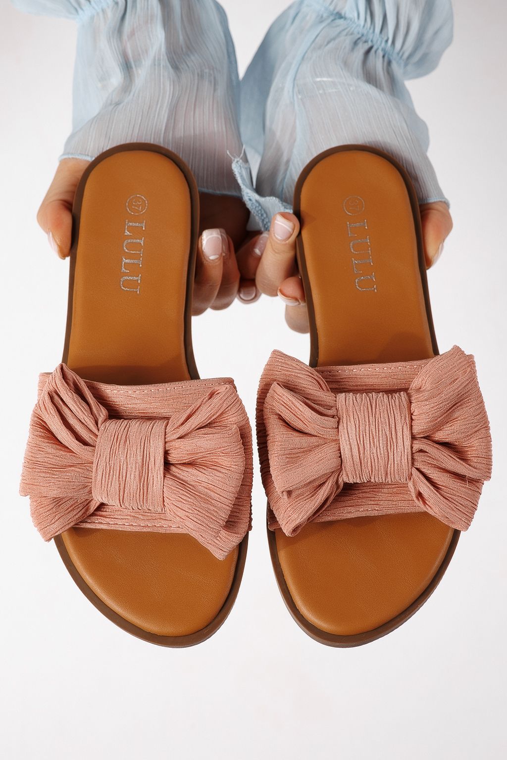 Női papucsok rózsaszín textil anyagból készült Zaida #25060