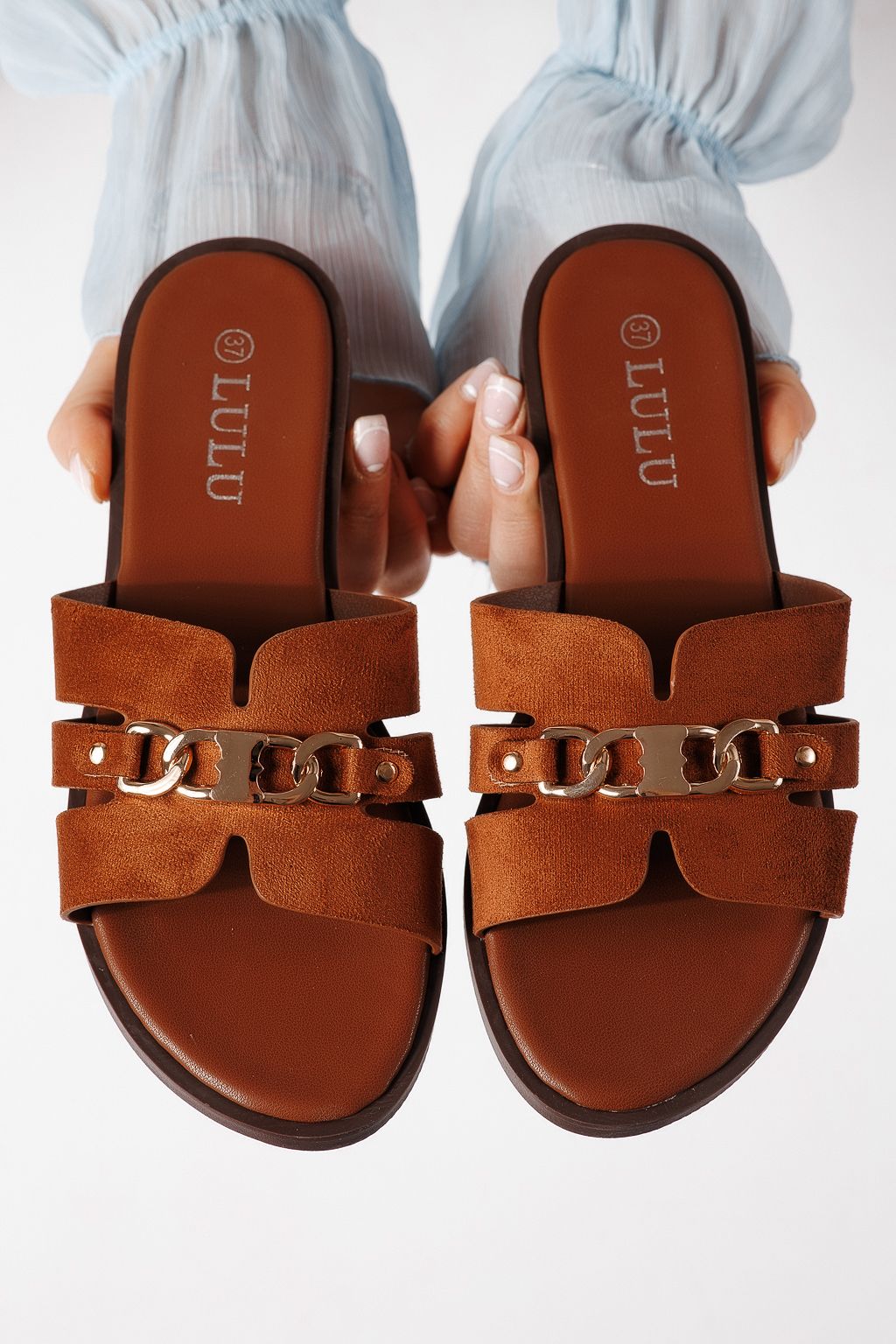 Női papucsok barna öko velúrból készült Pilar #25054