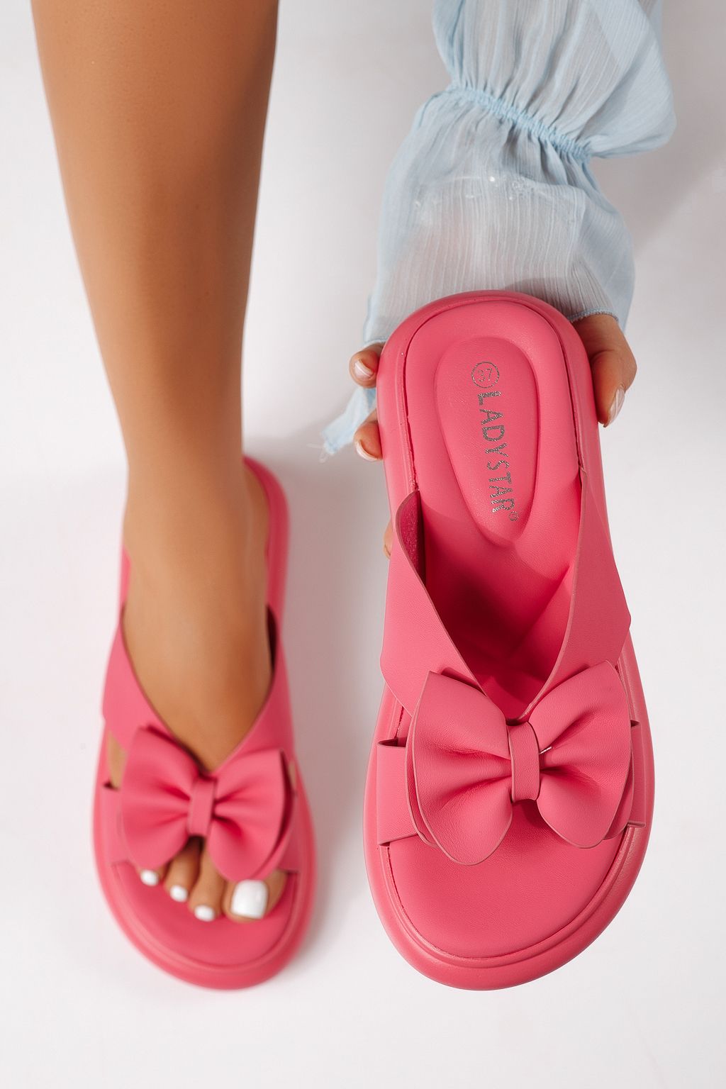 Női papucsok rózsaszín öko bőrből készült Lorena #25044