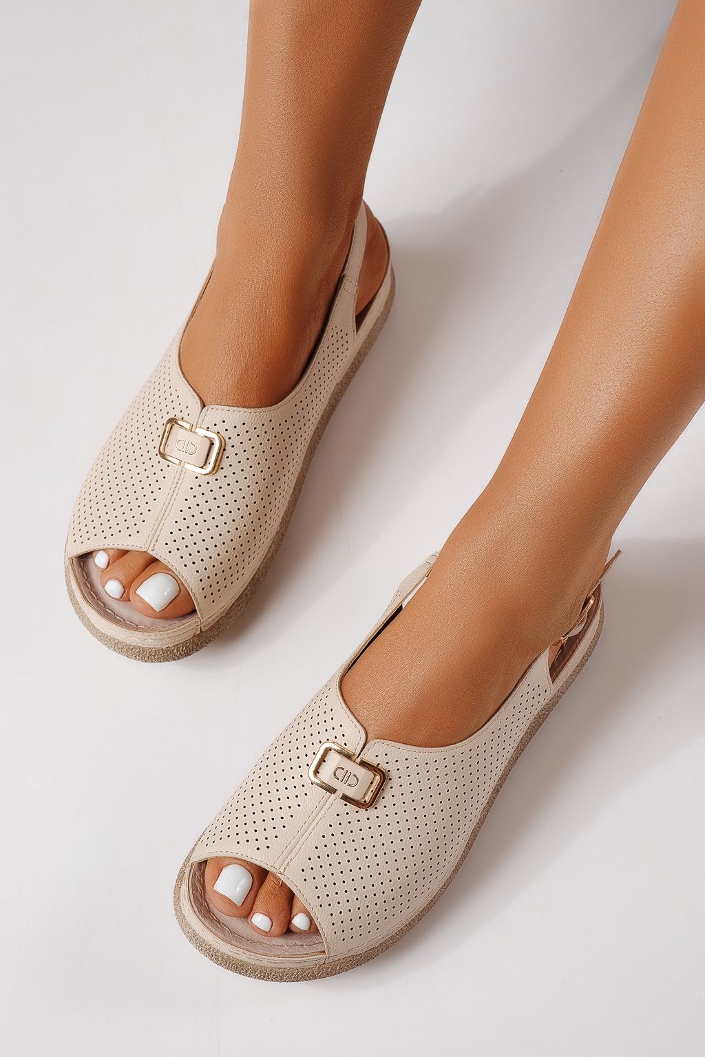 Női platform szandálok bézs öko bőrből készült Paloma #25048