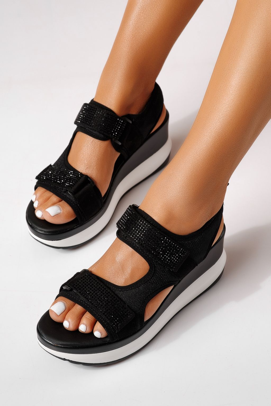 Női platform szandálok fekete textil anyagból készült Melissa #25347