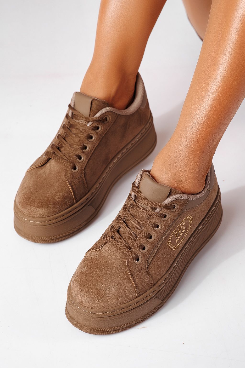 Női sportcipők khaki öko velúrból készült Calypso #25459