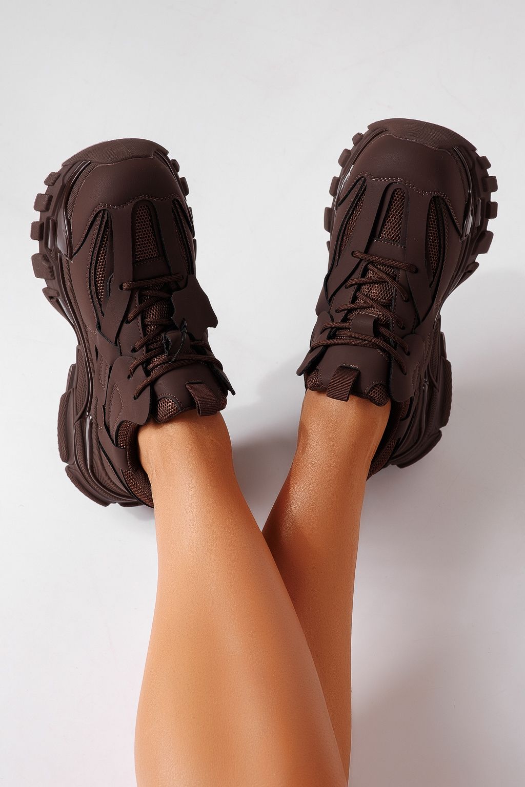 Női sportcipők bézs természetes bőrből készült Seren #25496