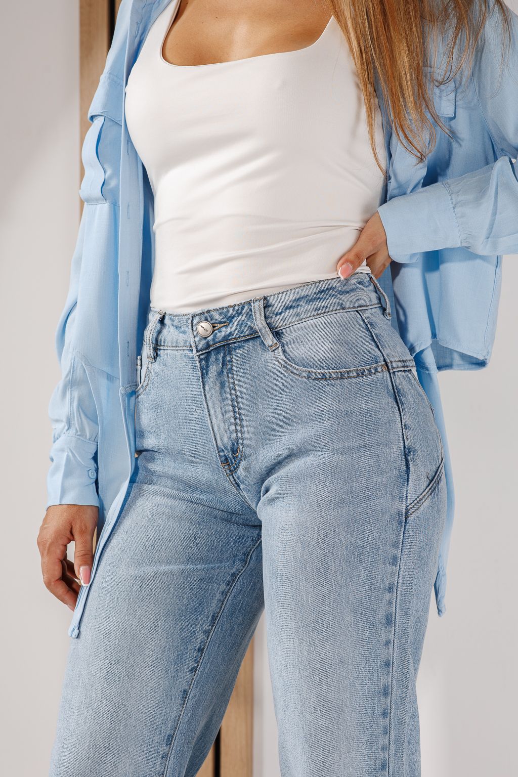 Női Wide Leg farmernadrágok Azalea kék #A1428