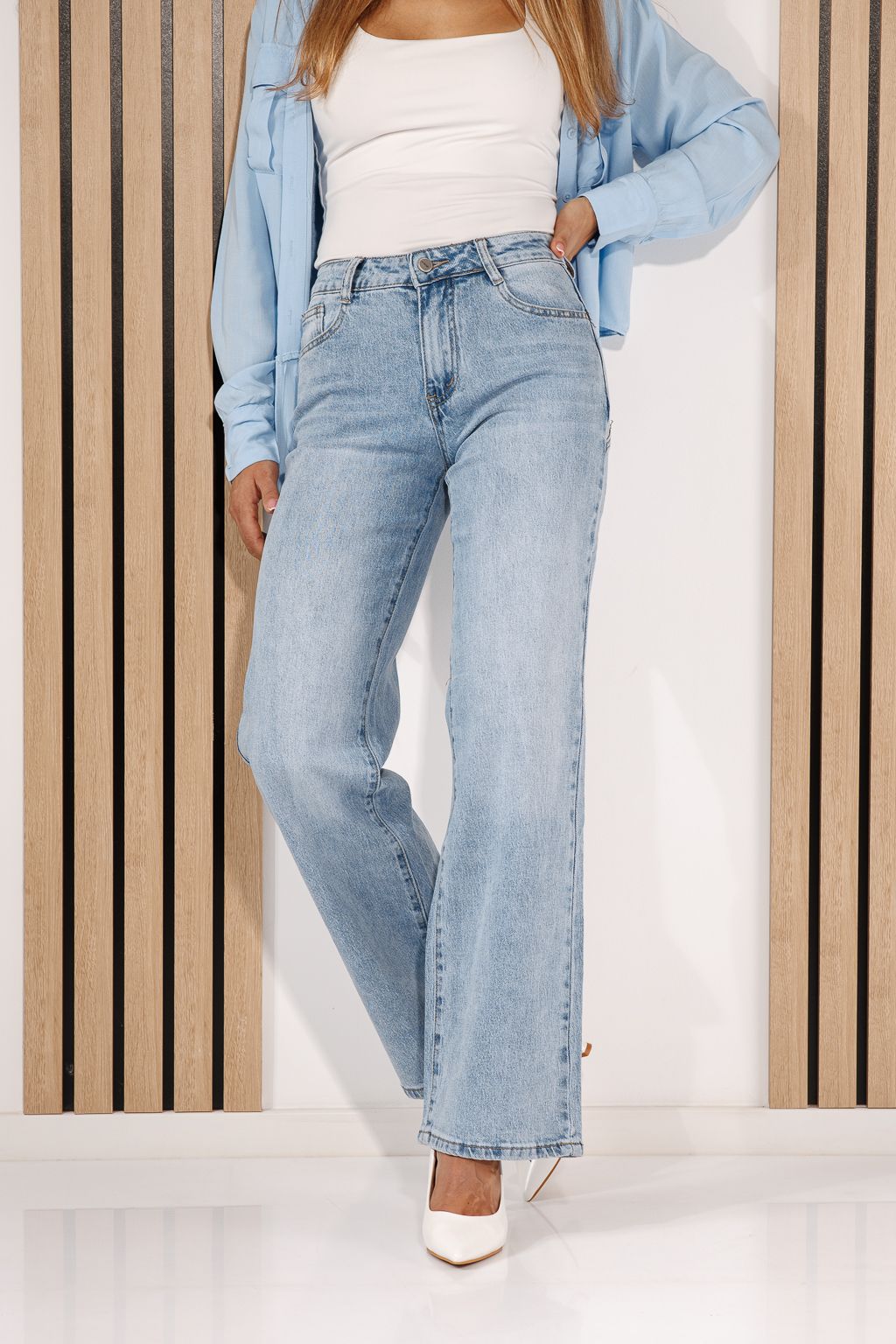 Női Wide Leg farmernadrágok Azalea kék #A1428