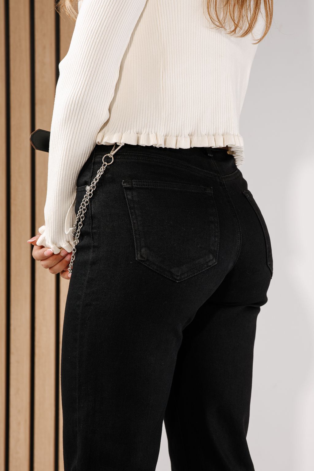 Női Mom Fit farmernadrágok Livia fekete #A1442