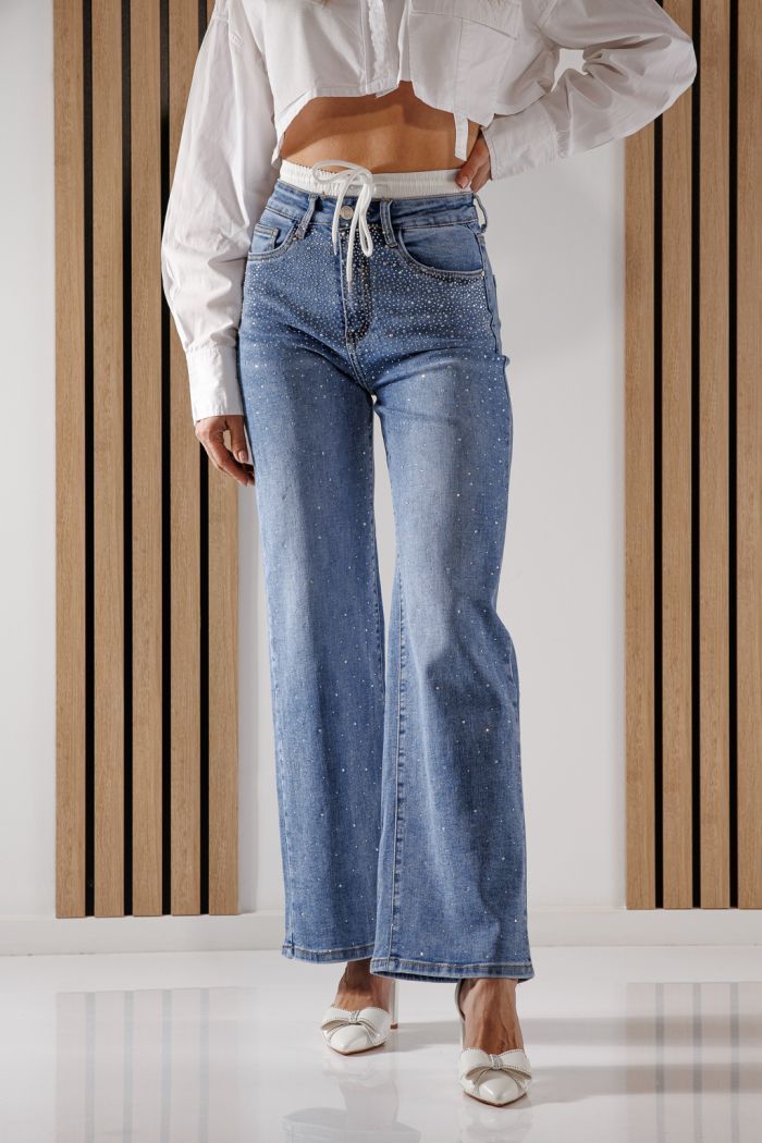 Női Wide Leg Fit farmernadrág Adalia kék #A1449