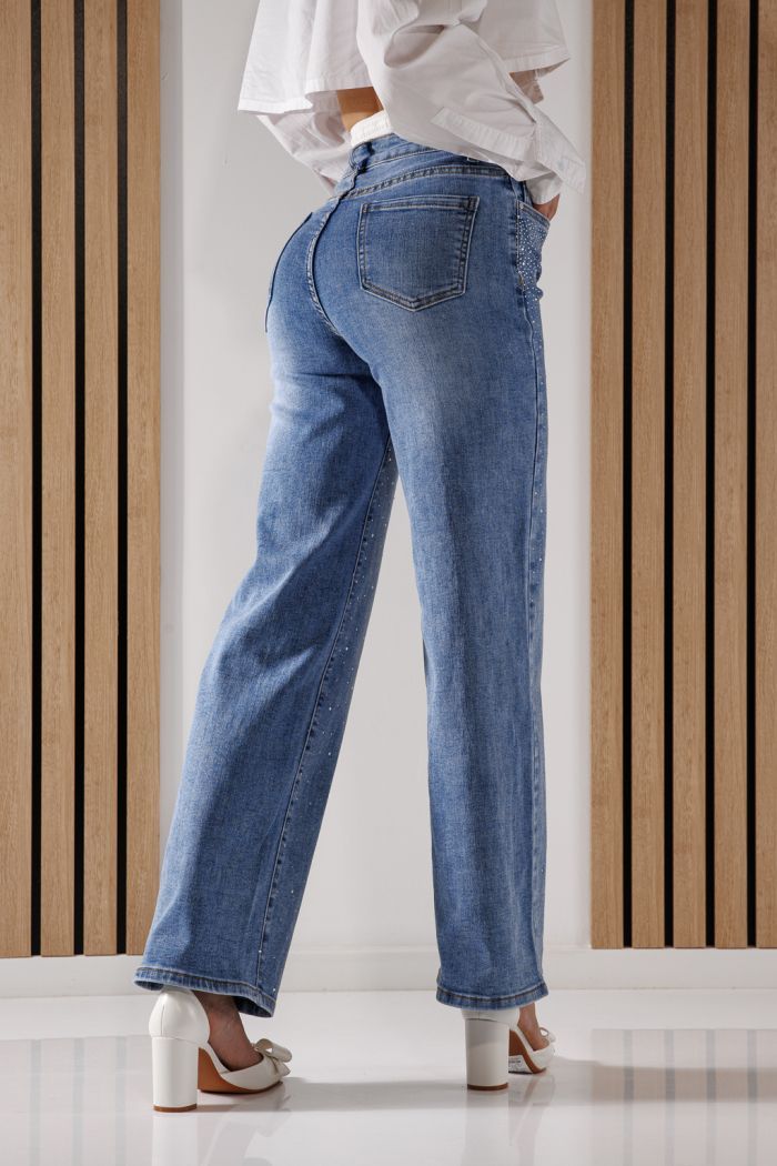Női Wide Leg Fit farmernadrág Adalia kék #A1449