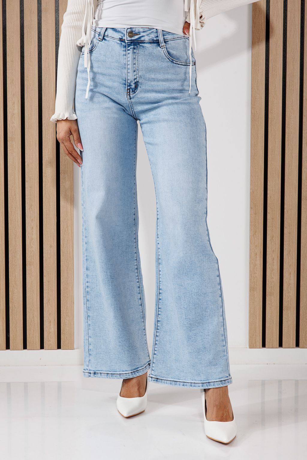 Női Wide Leg Farmernadrágok Talia Kék #A1454