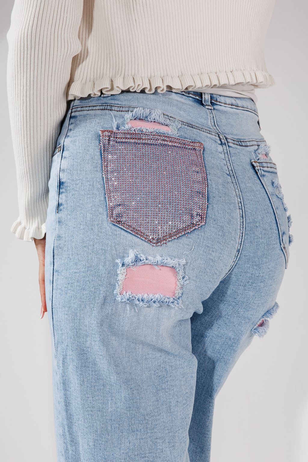 Női Wide Leg Farmernadrágok Talia Kék #A1454