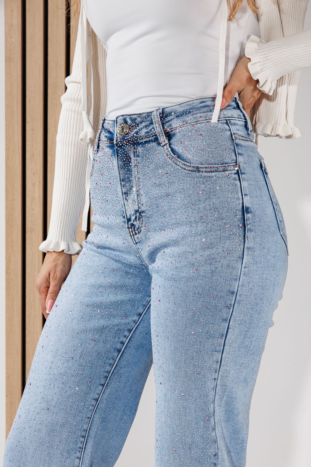 Női Wide Leg Fit Farmernadrágok Alma Kék #A1458