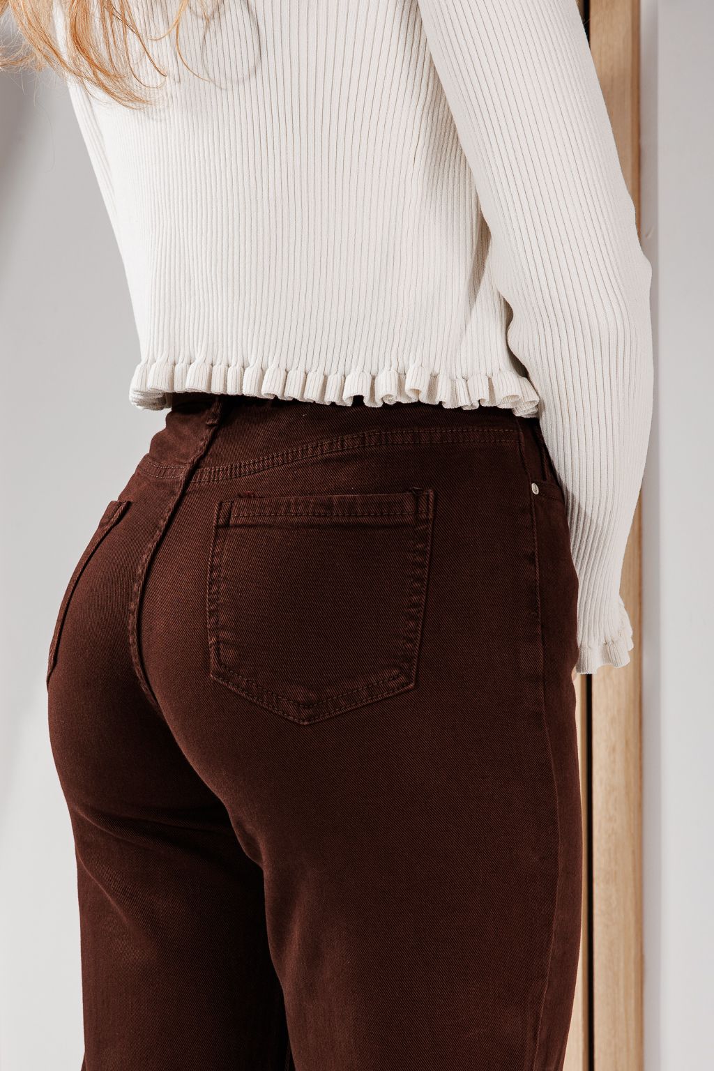 Női Baggy Fit Farmernadrágok Sarah Barna #A1463
