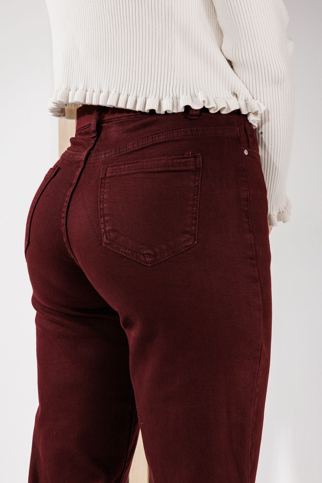 Női Baggy Fit Farmernadrágok Sarah Bordó #A1465