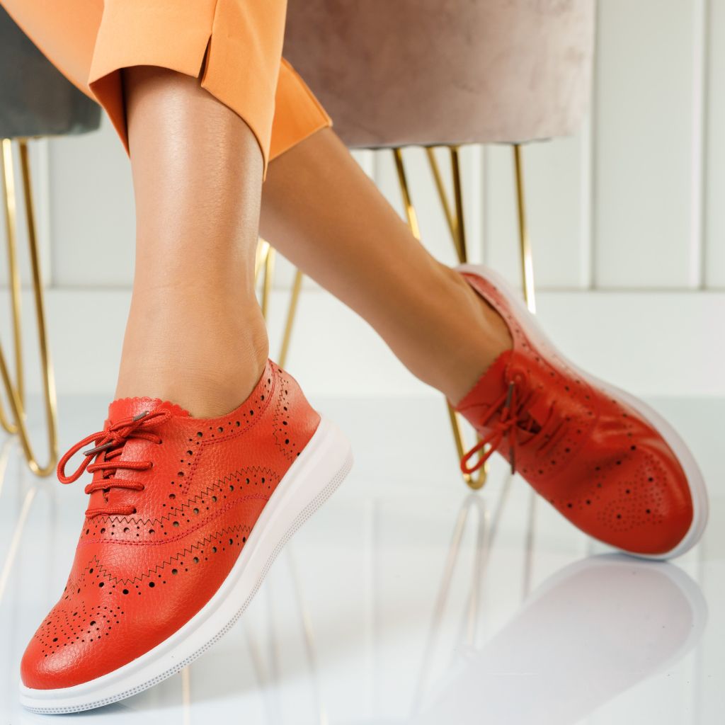 Bőr cipő piros Estella  #851PN