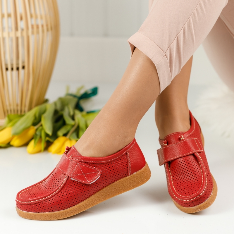 Természetes bőr cipő Piros Angelina #1275M