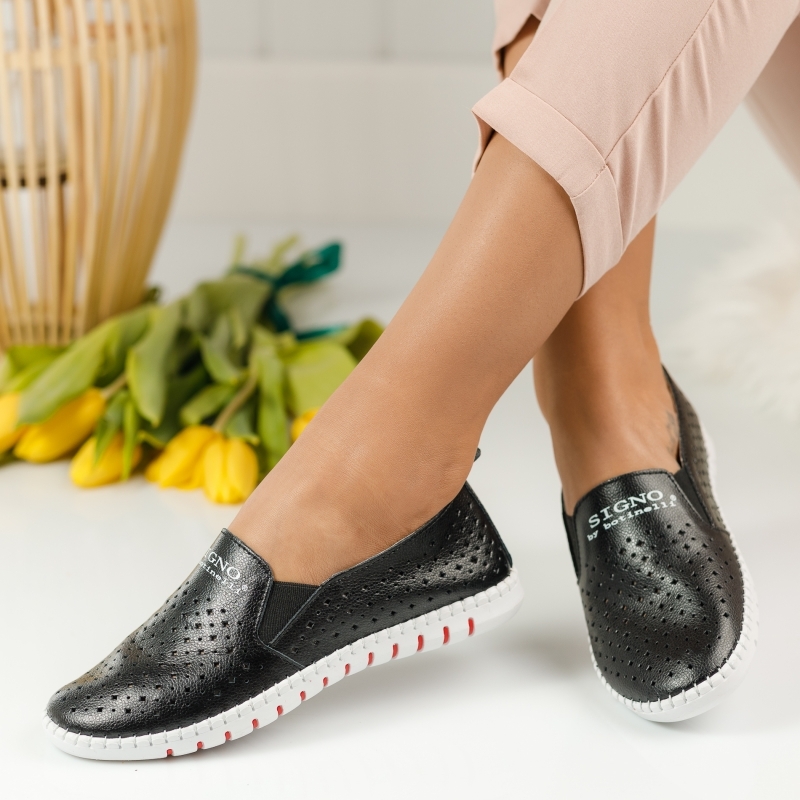 Természetes bőr cipő Fekete Agata #1266M