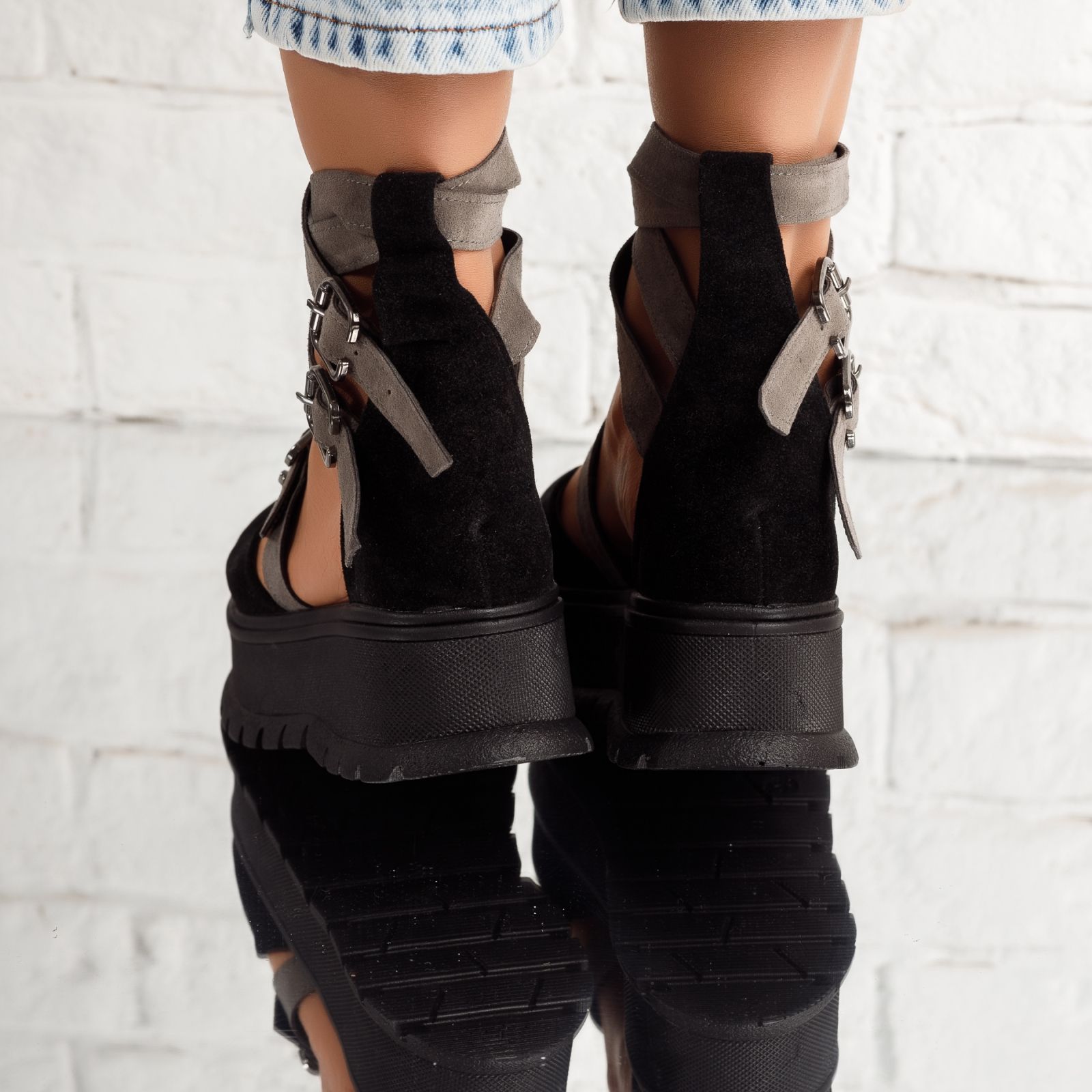 Alkalmi cipő fekete/szürke Luna #5076M