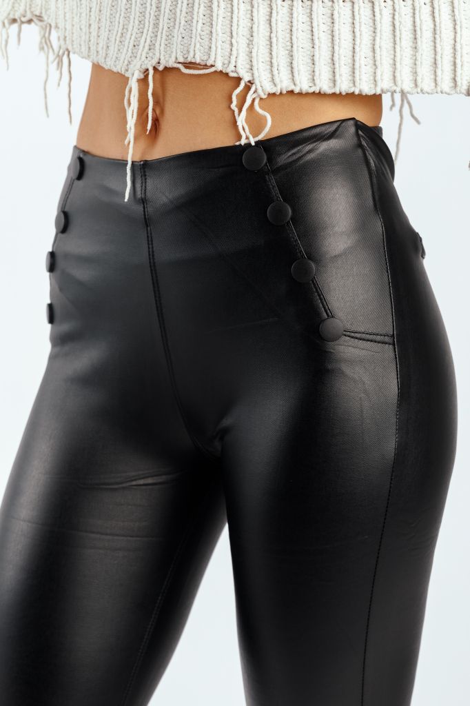 Дамски панталон Екологична кожа Черен Asli #A2