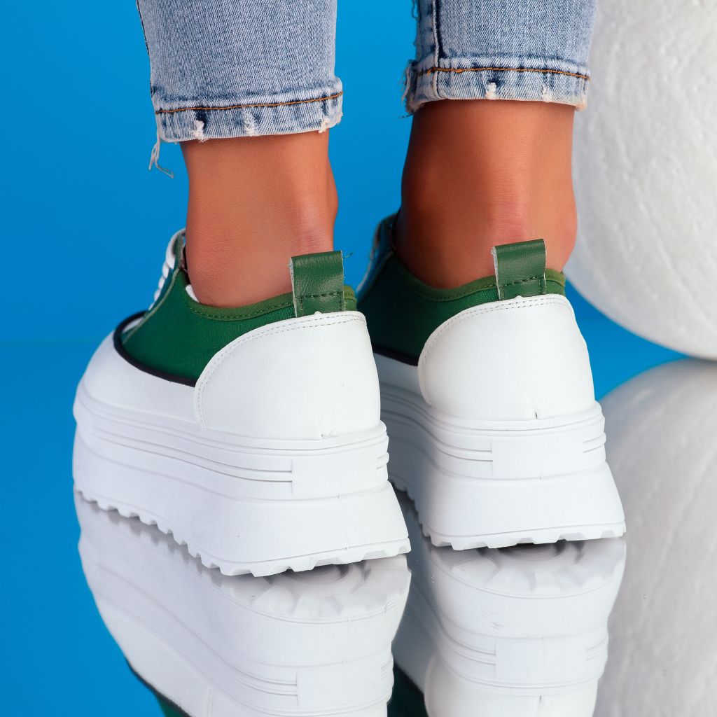 Дамски спортни обувки Kennedy бяло/зелено #9063