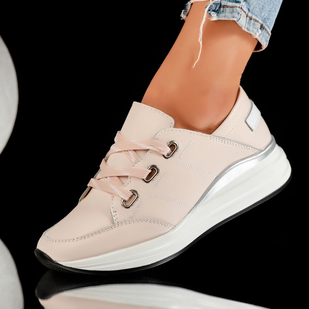Спортни обувки от естествена кожа Roxen розово #9449