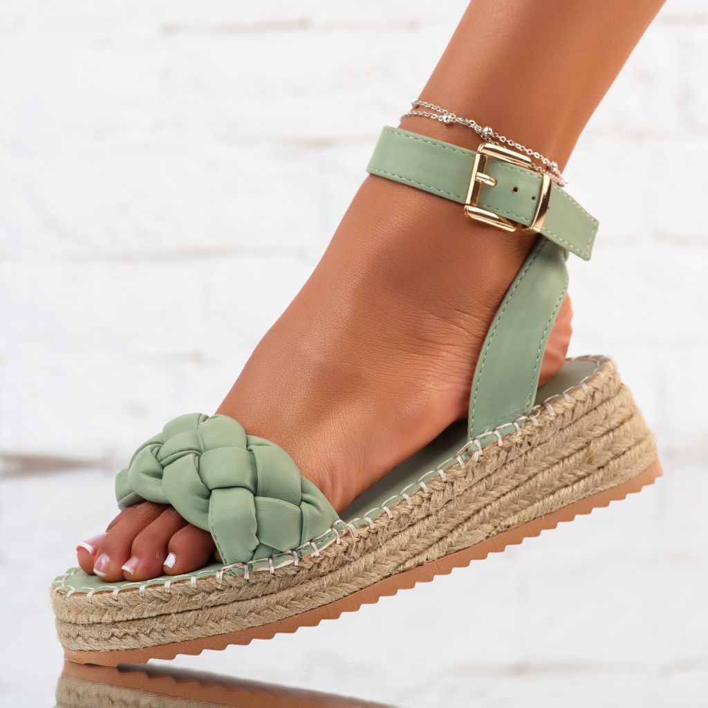 Дамски сандали с платформата Izabella зелено #10325