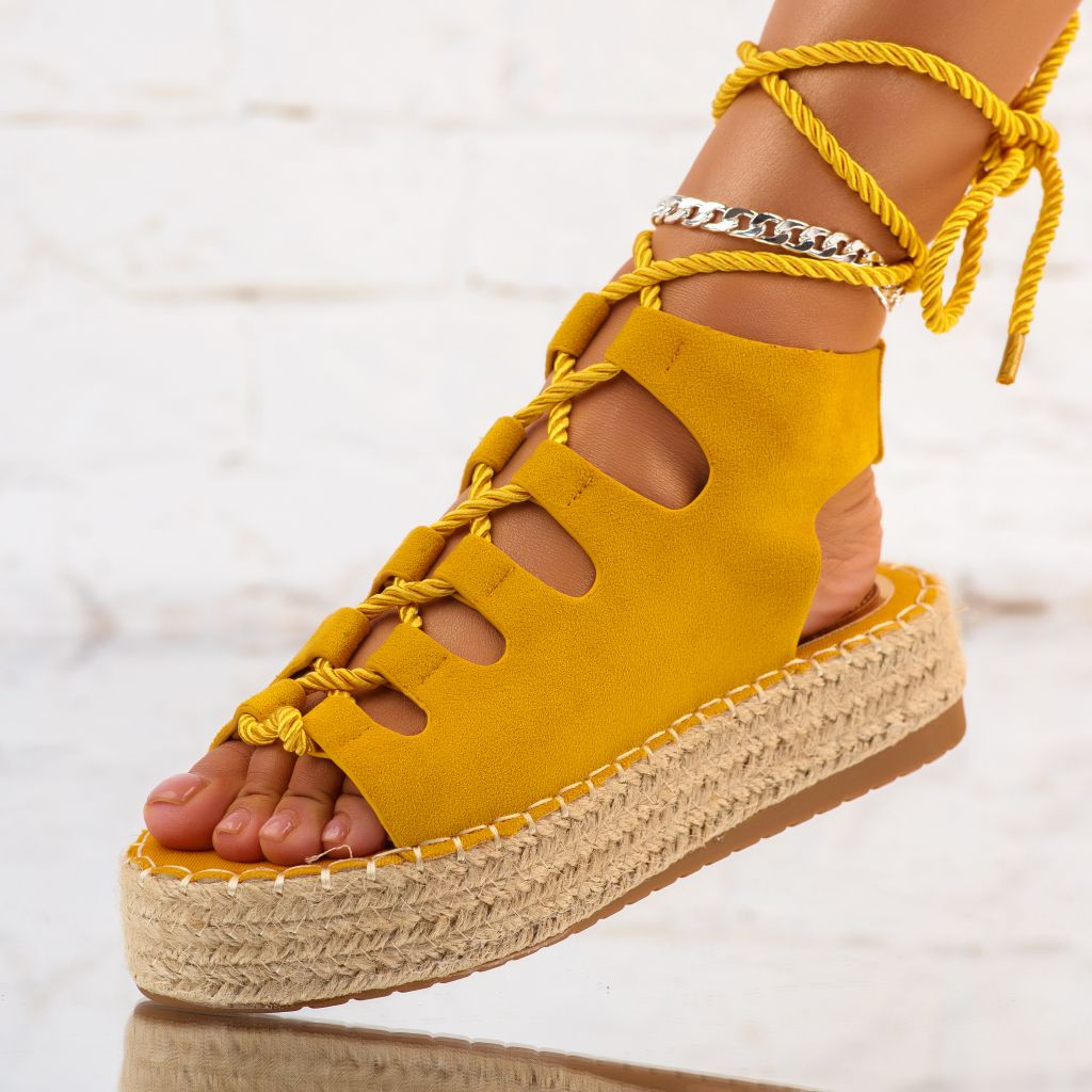  Дамски сандали с платформата Flora жълто #10364