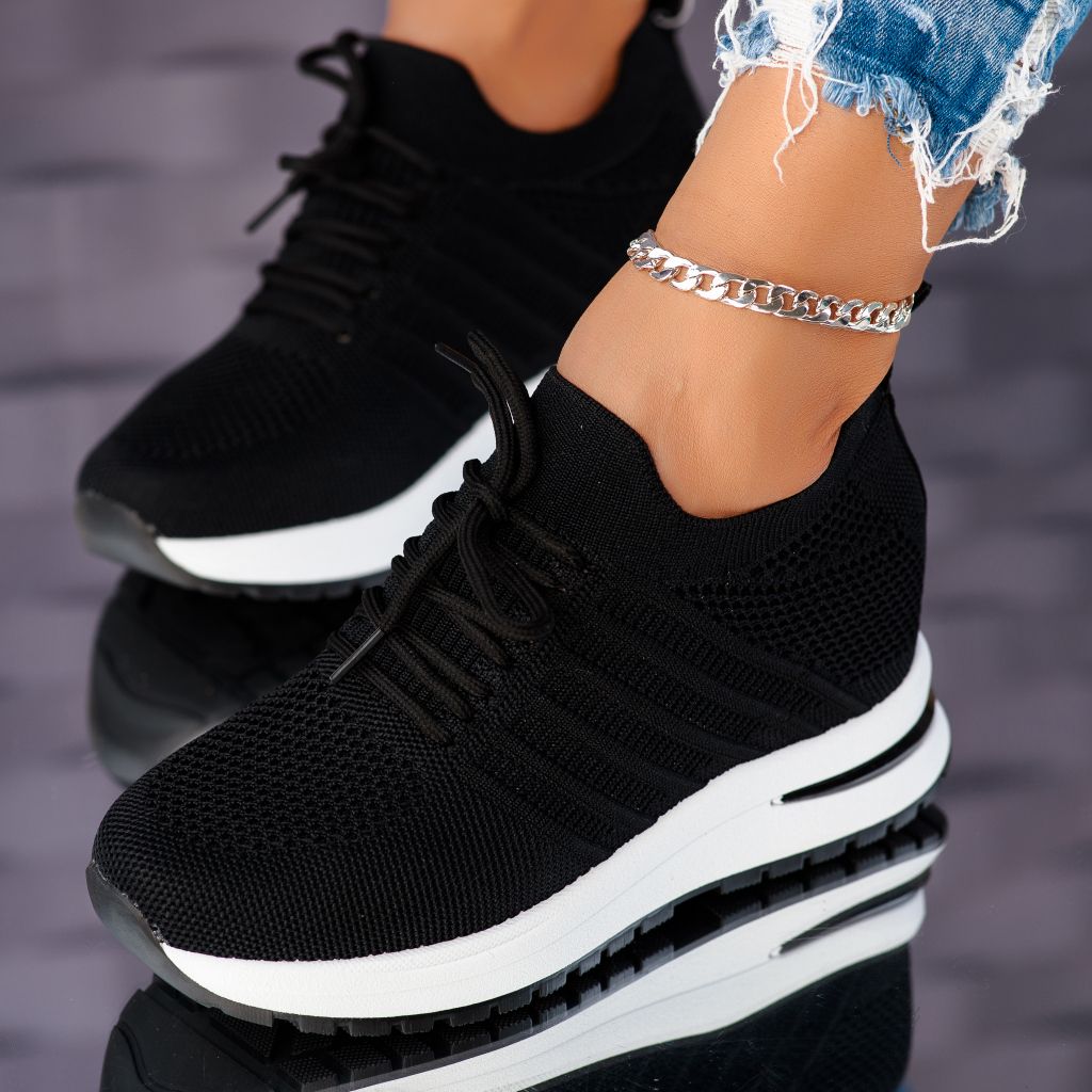 Дамски спортни обувки с платформа Maddy Черен #10721