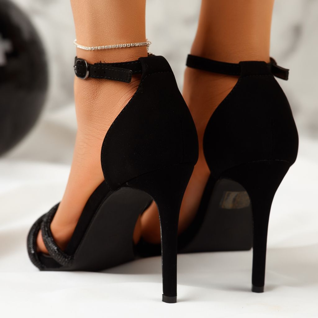 Дамски сандали с ток Inna черен #10984