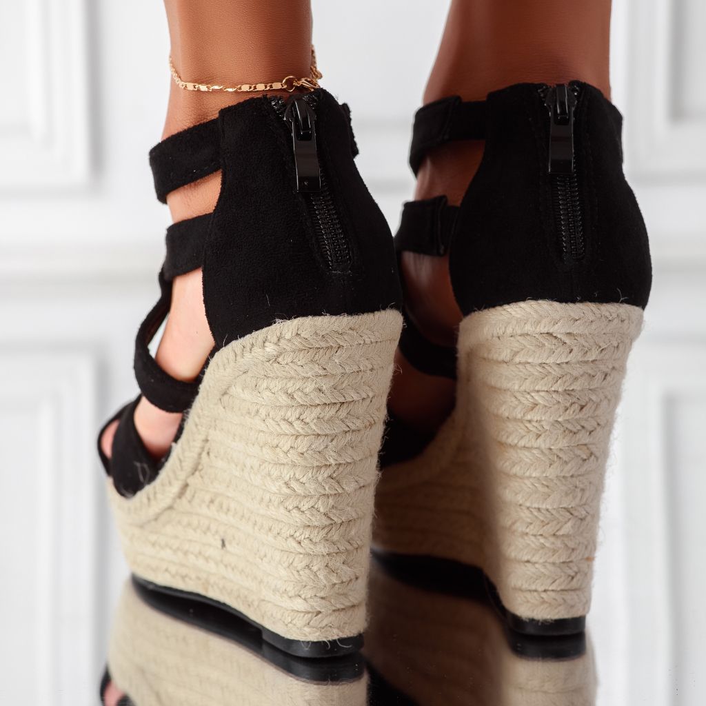 Дамски сандали на платформа Amber Черен #11312