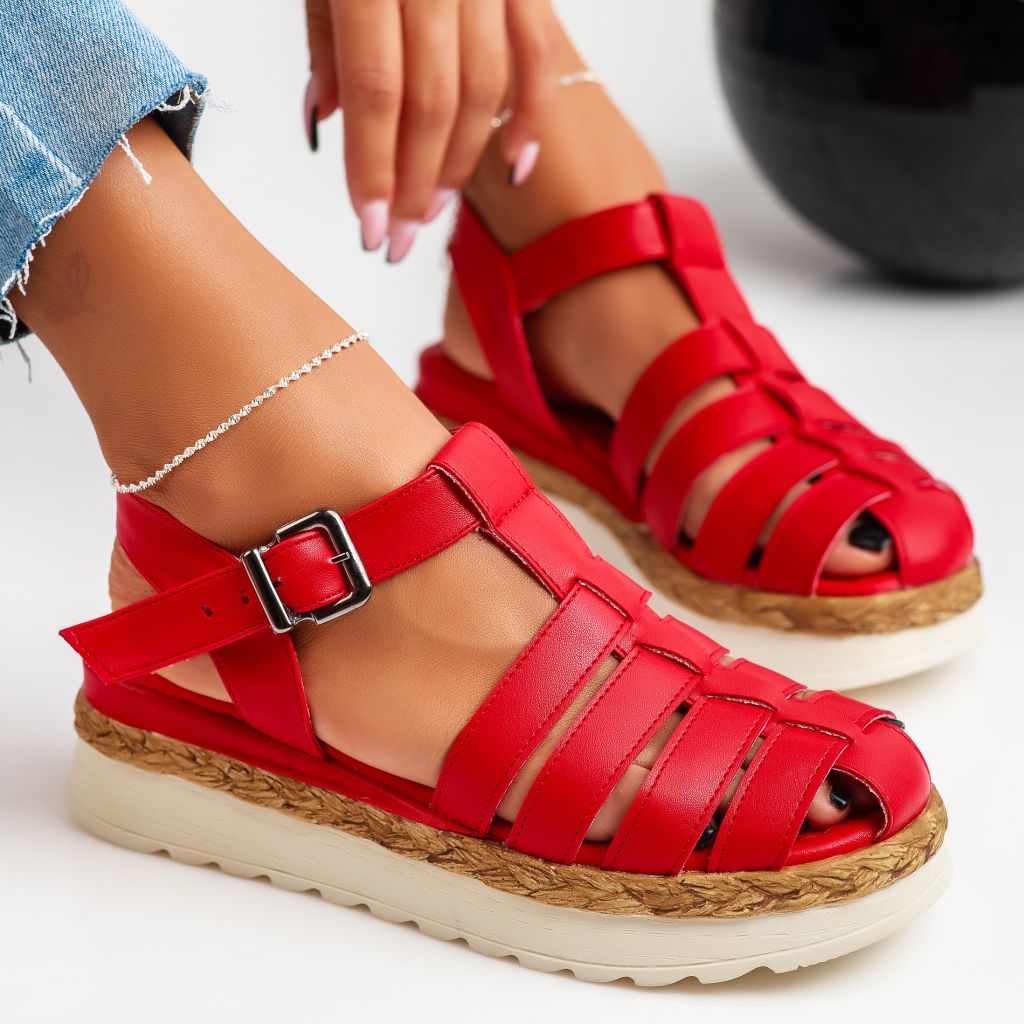 Дамски сандали на платформа Delia червен #11779