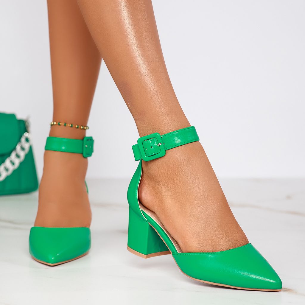 Дамски обувки с ток Luna зелено #12414