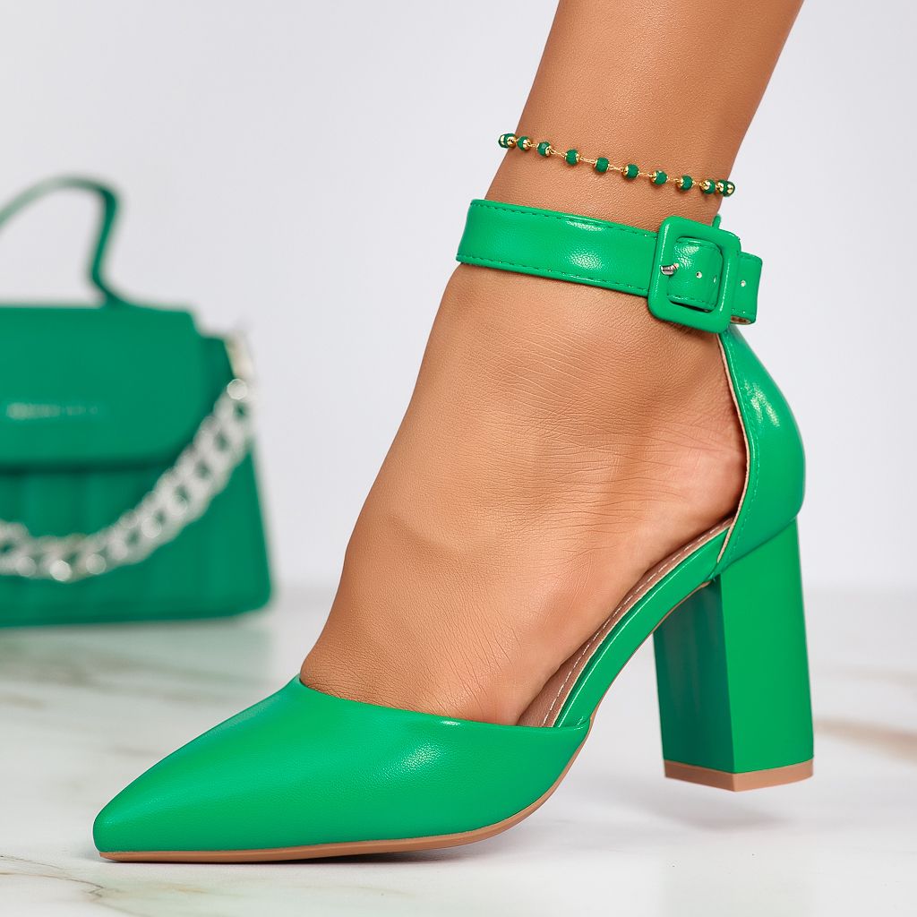 Дамски обувки с ток Bonnie зелено #12421