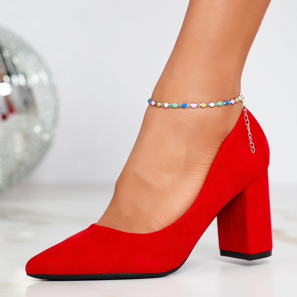 Pantofi Dama cu Toc Daria Rosii #12361