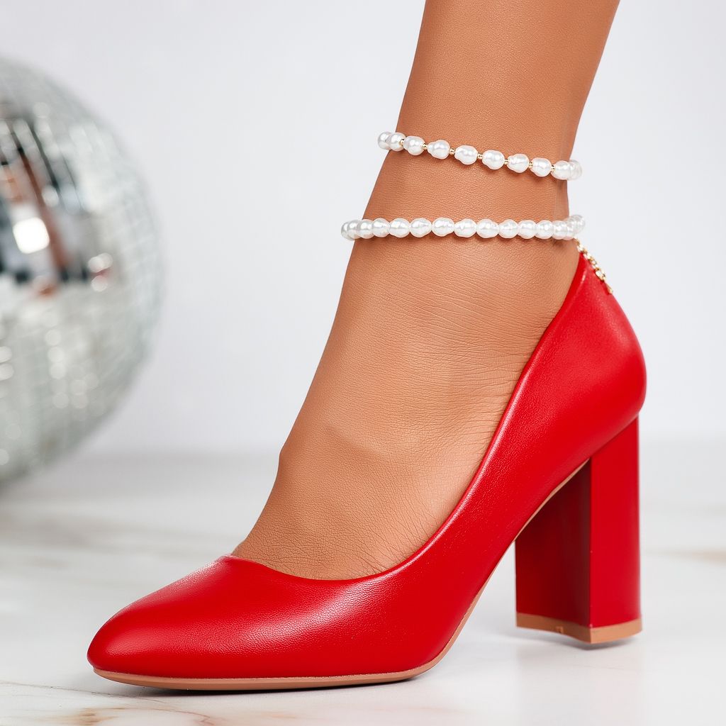 Дамски обувки с ток Vicky червен #12395