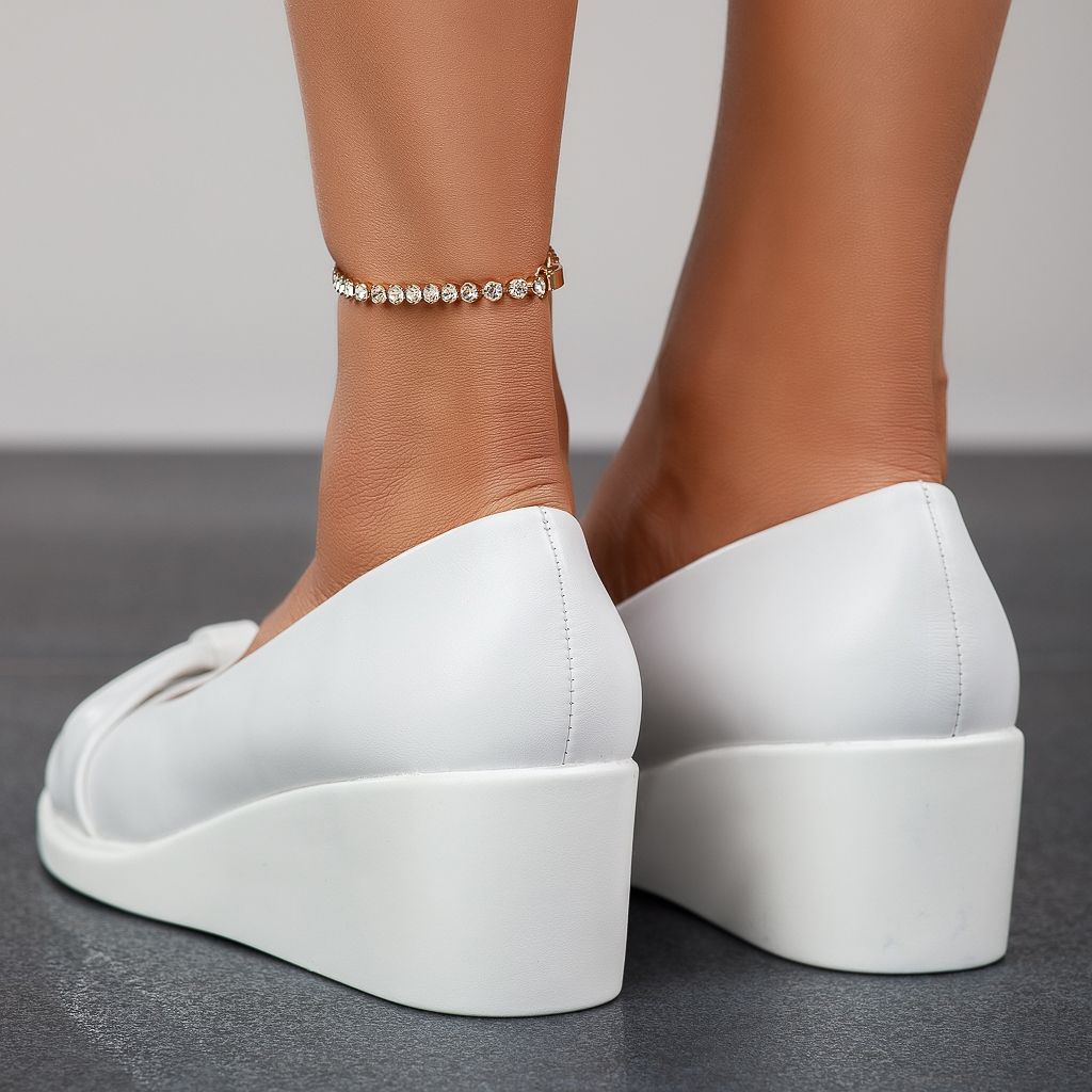 Ежедневни дамски обувки с платформа Elena Бяло #12345